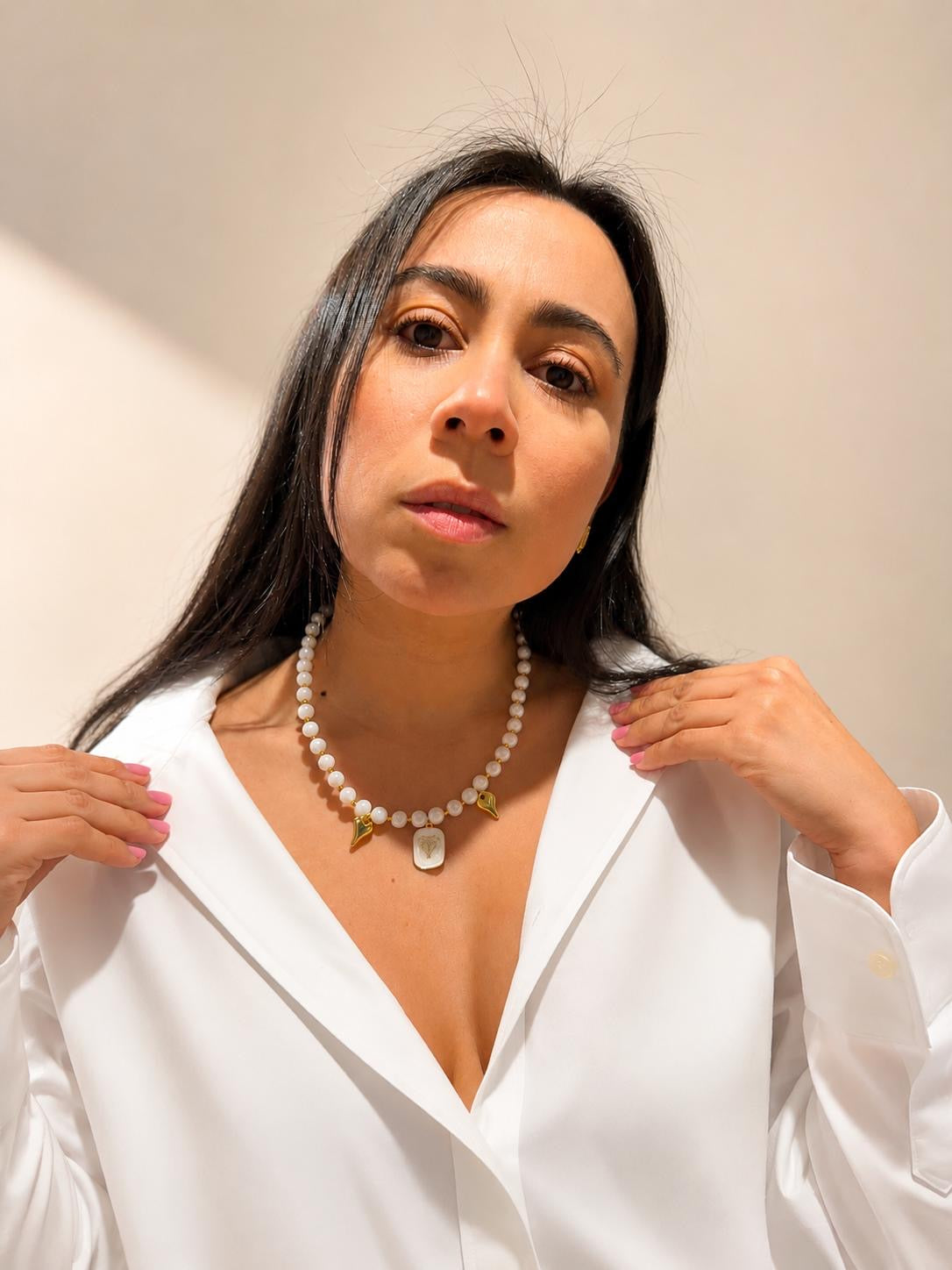 Pearl Heart Charm Necklace