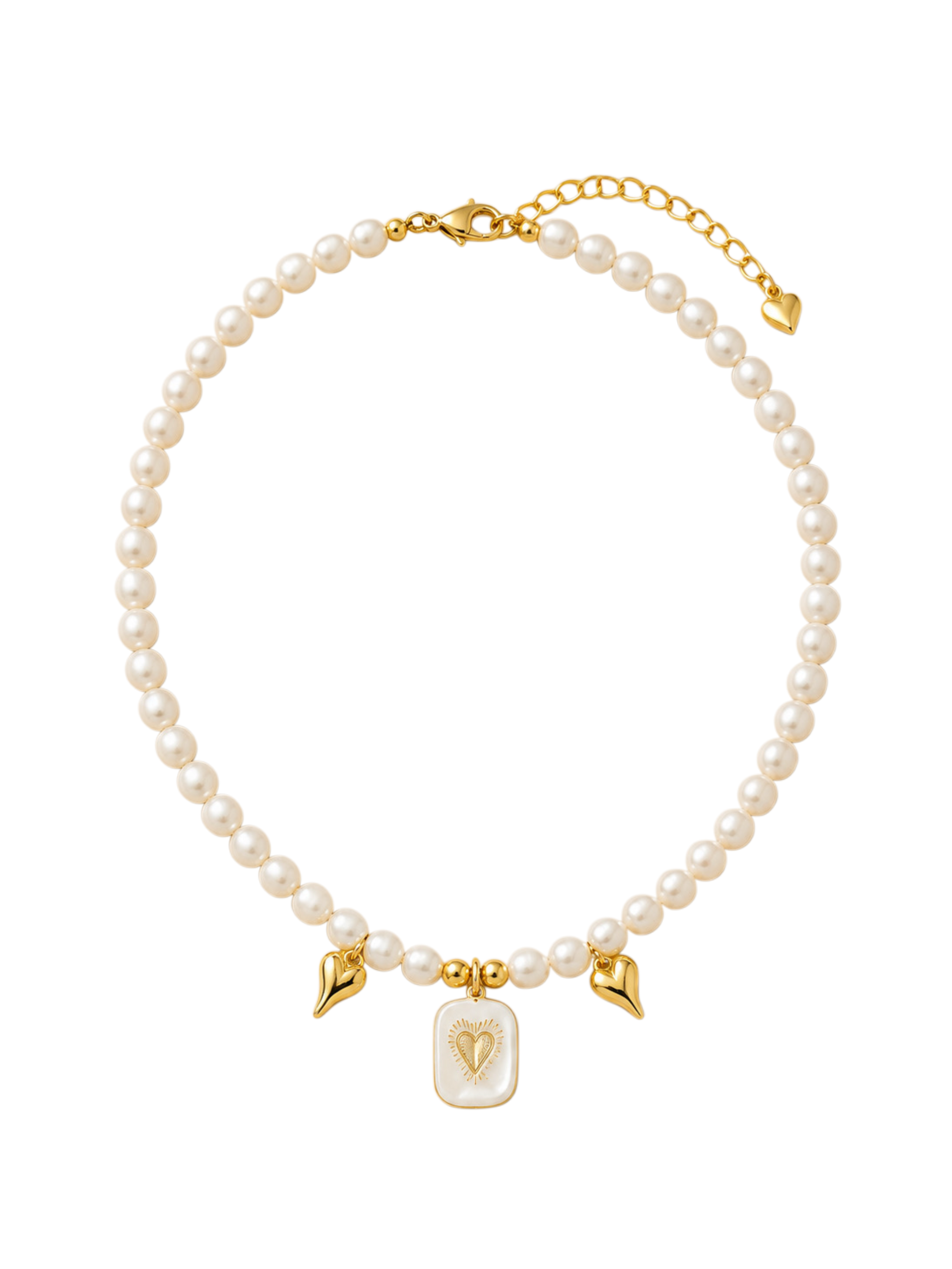 Pearl Heart Charm Necklace