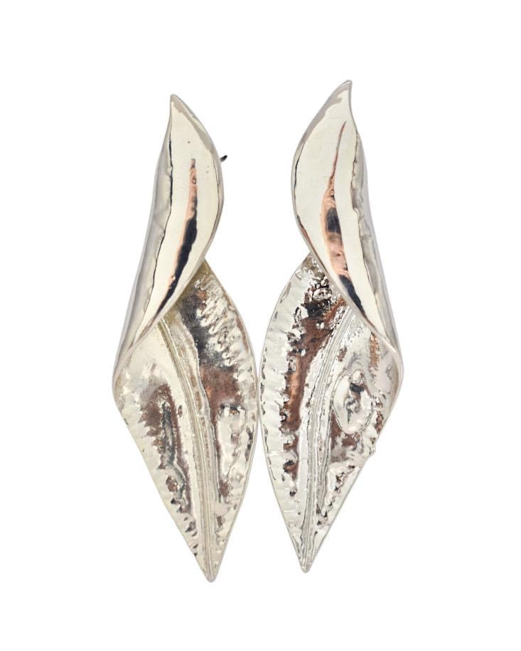 Curved Brass Leaf Earrings