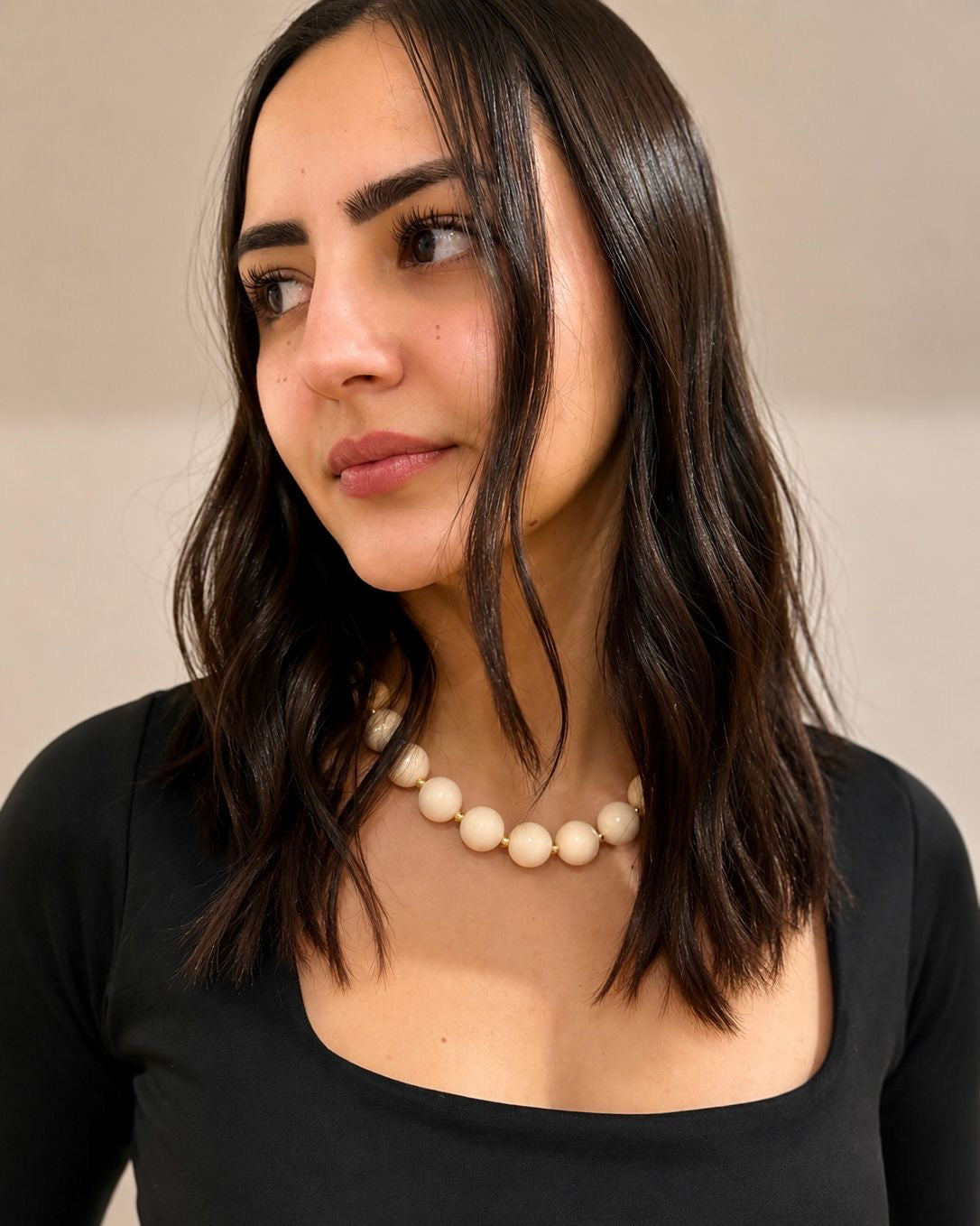 Cream Beaded Necklace