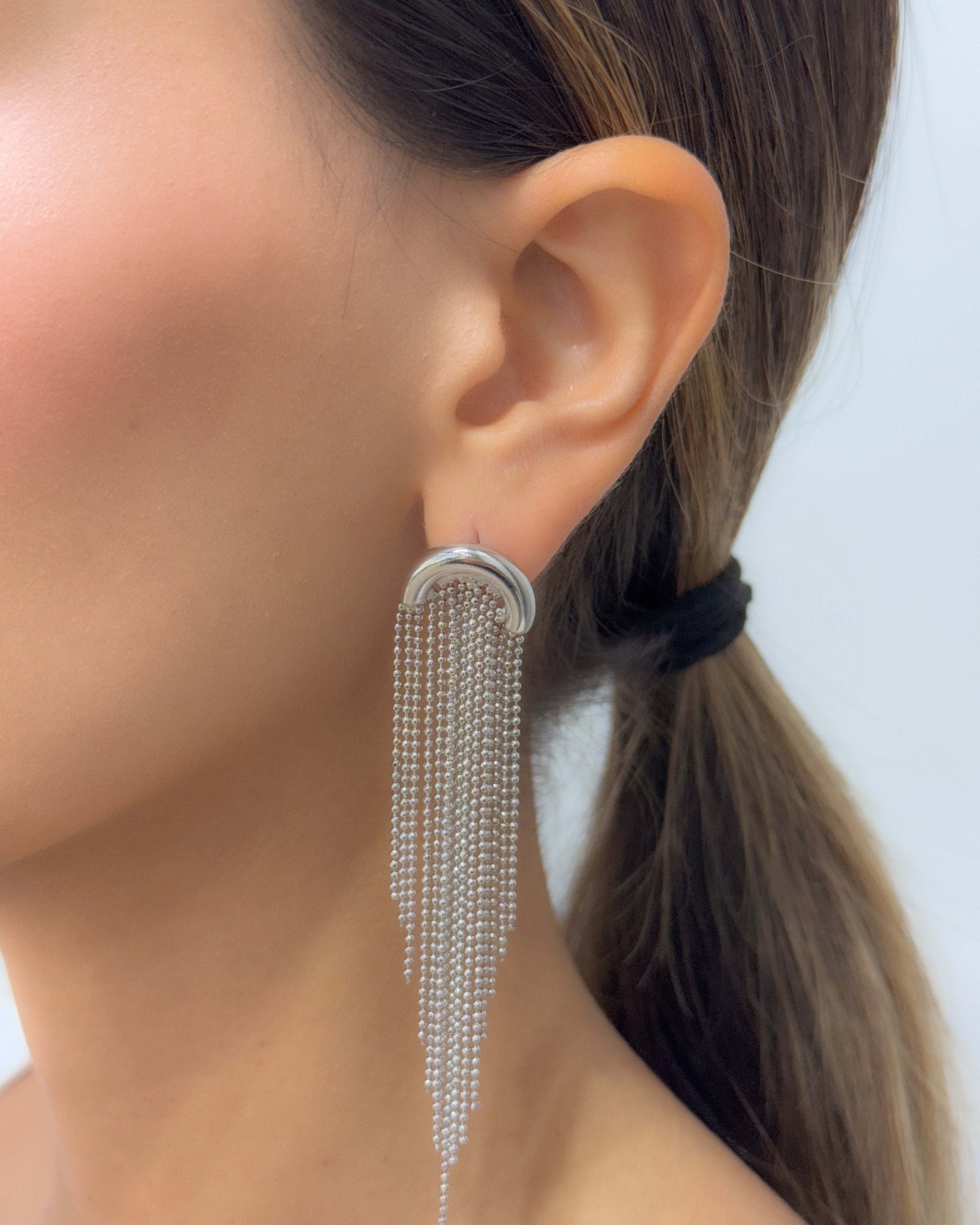 Silver Curtain Earrings