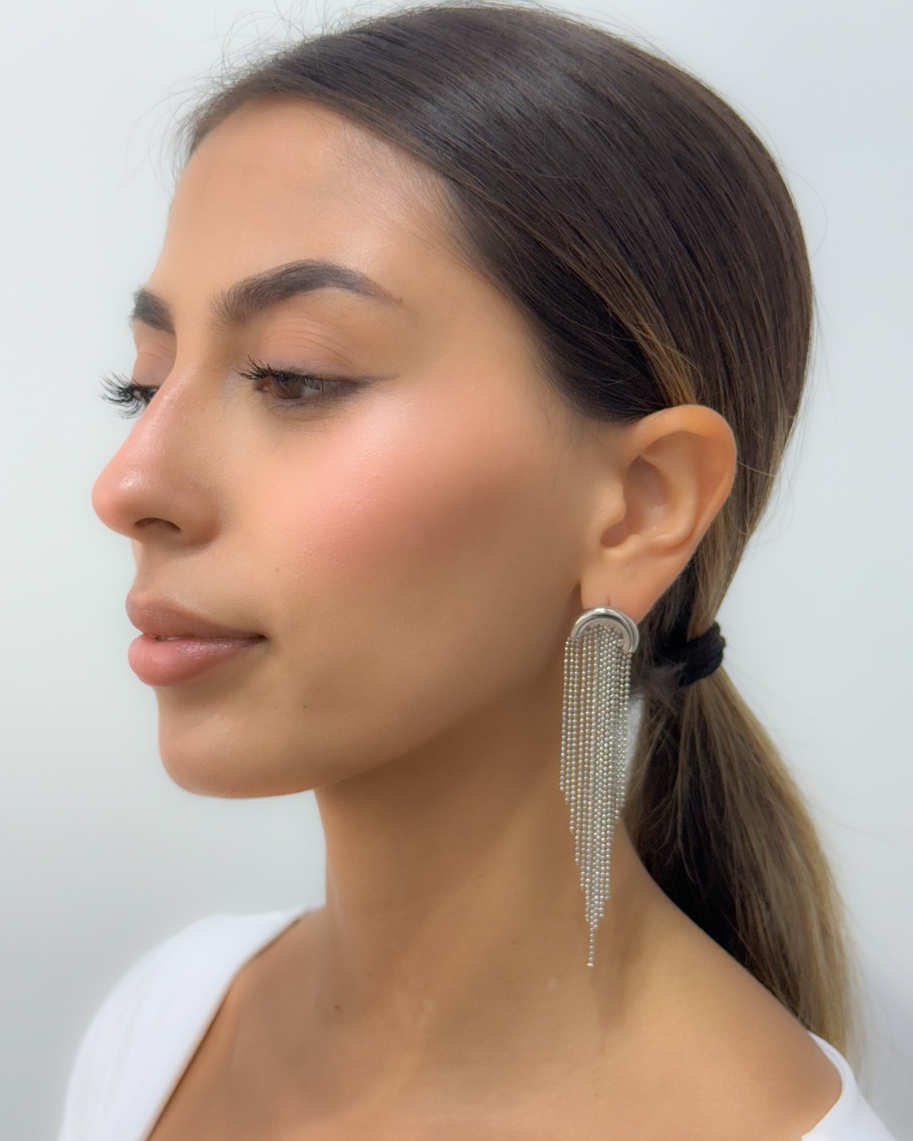 Silver Curtain Earrings
