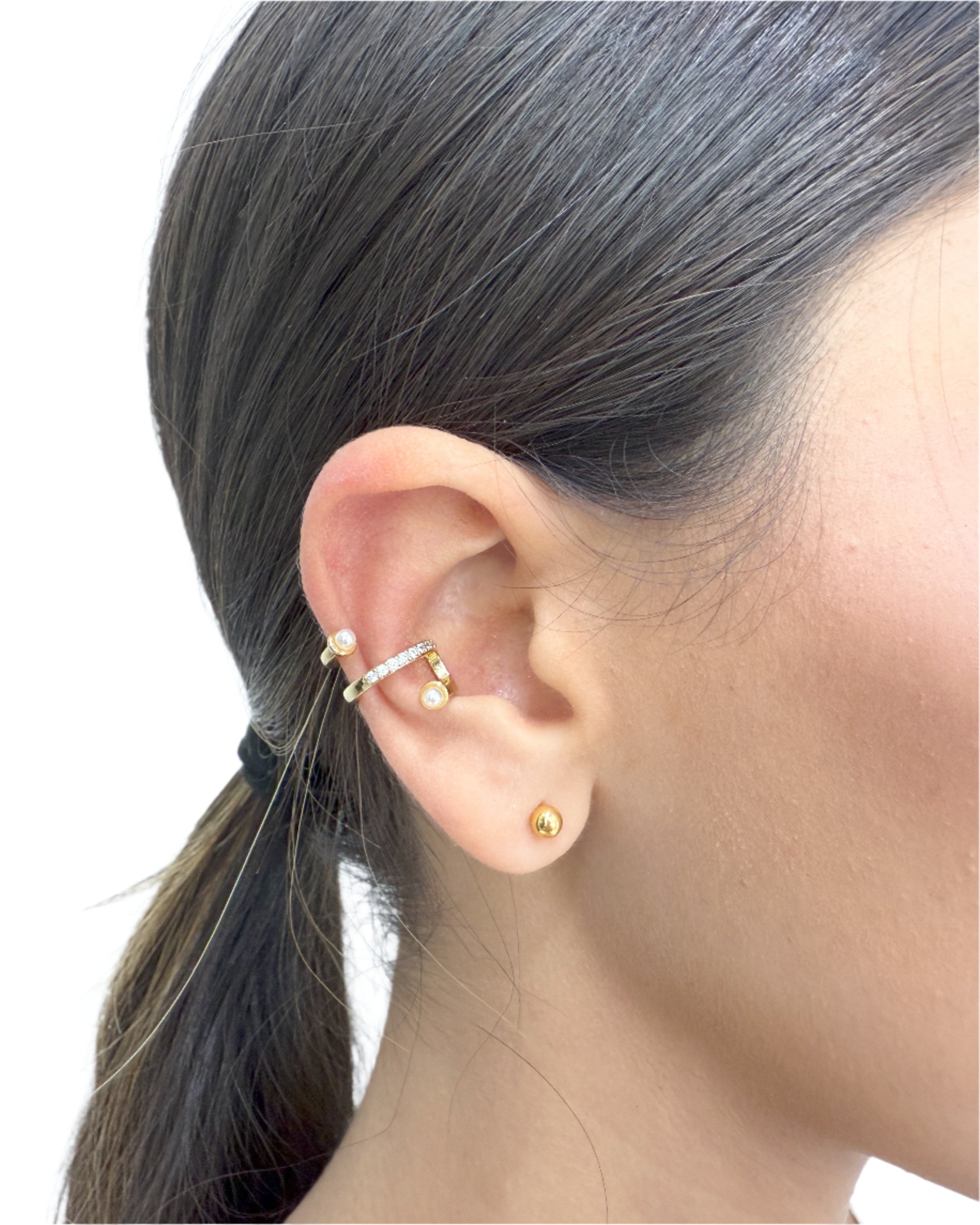 Double Pearls Ear Cuff