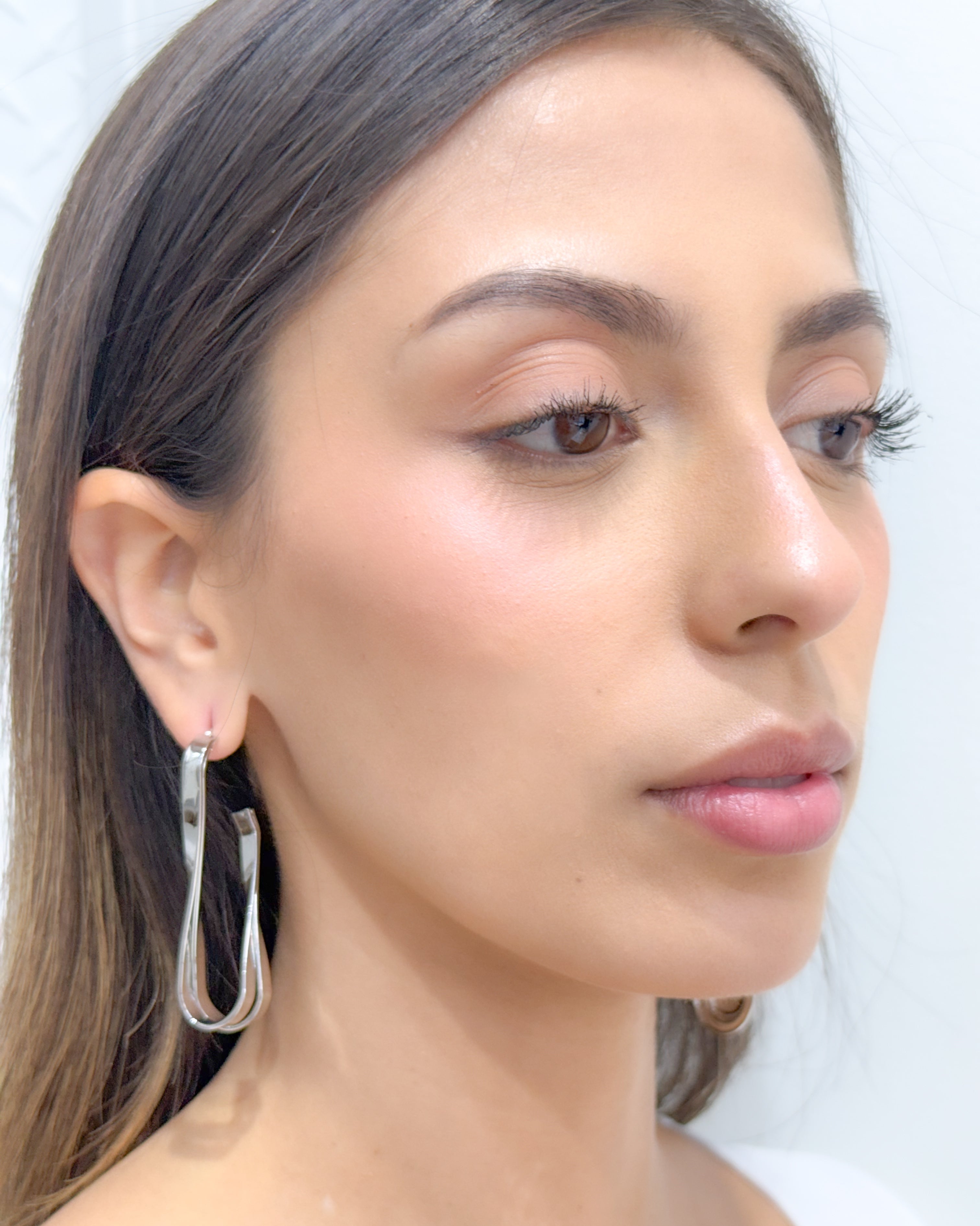 Silver Open Hoop Earrings
