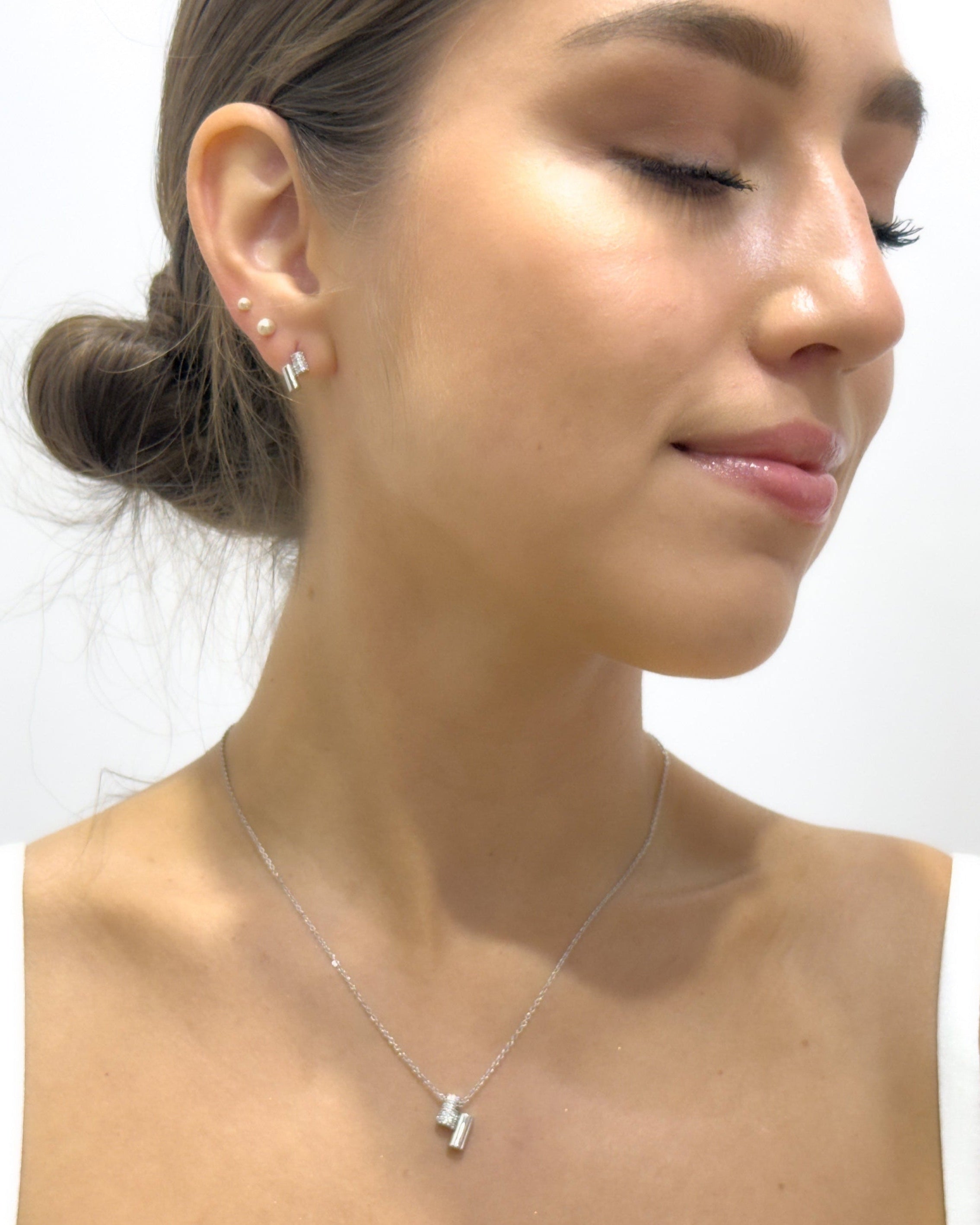 Silver Cylinder Necklace