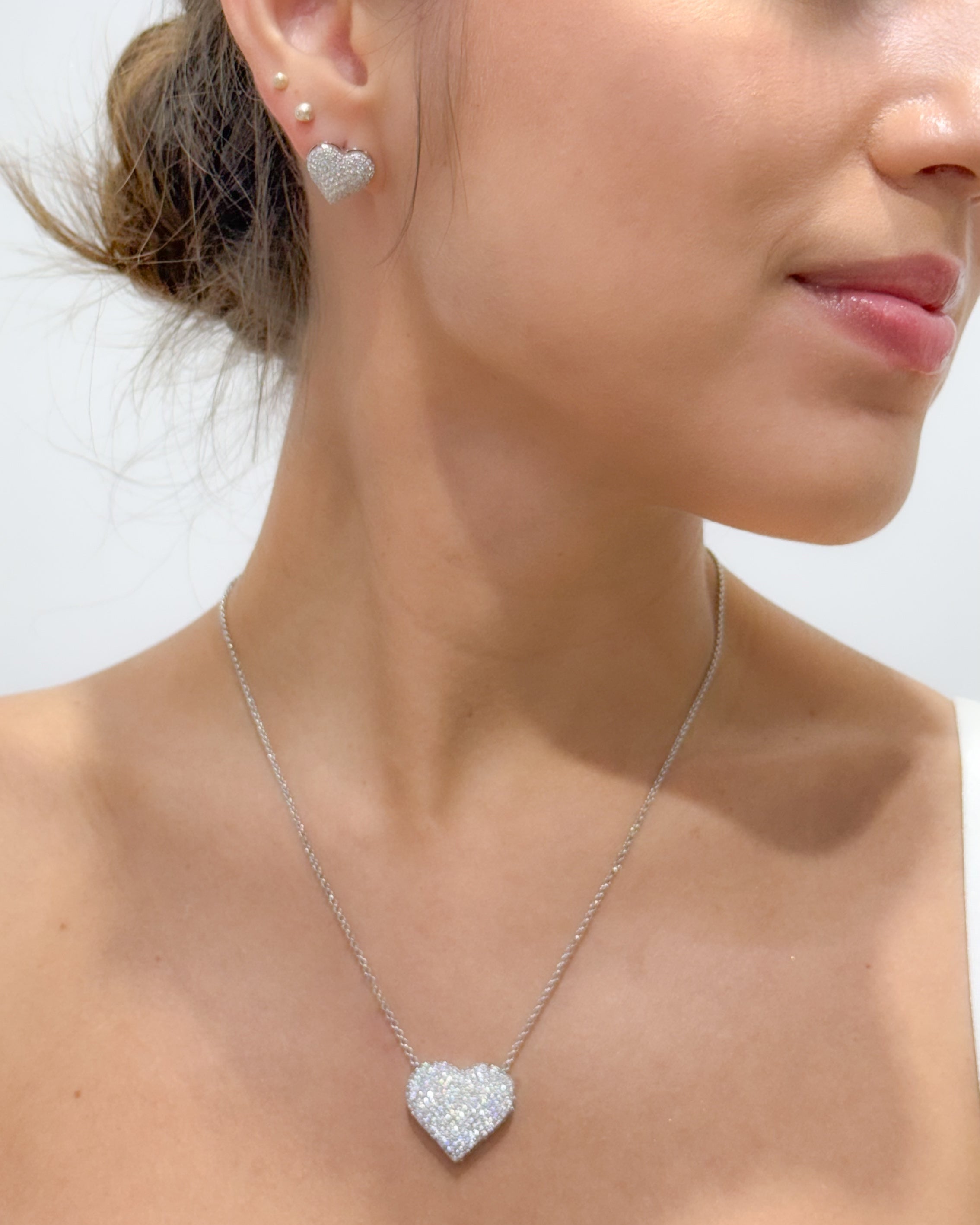 Silver Sparkle Heart Necklace