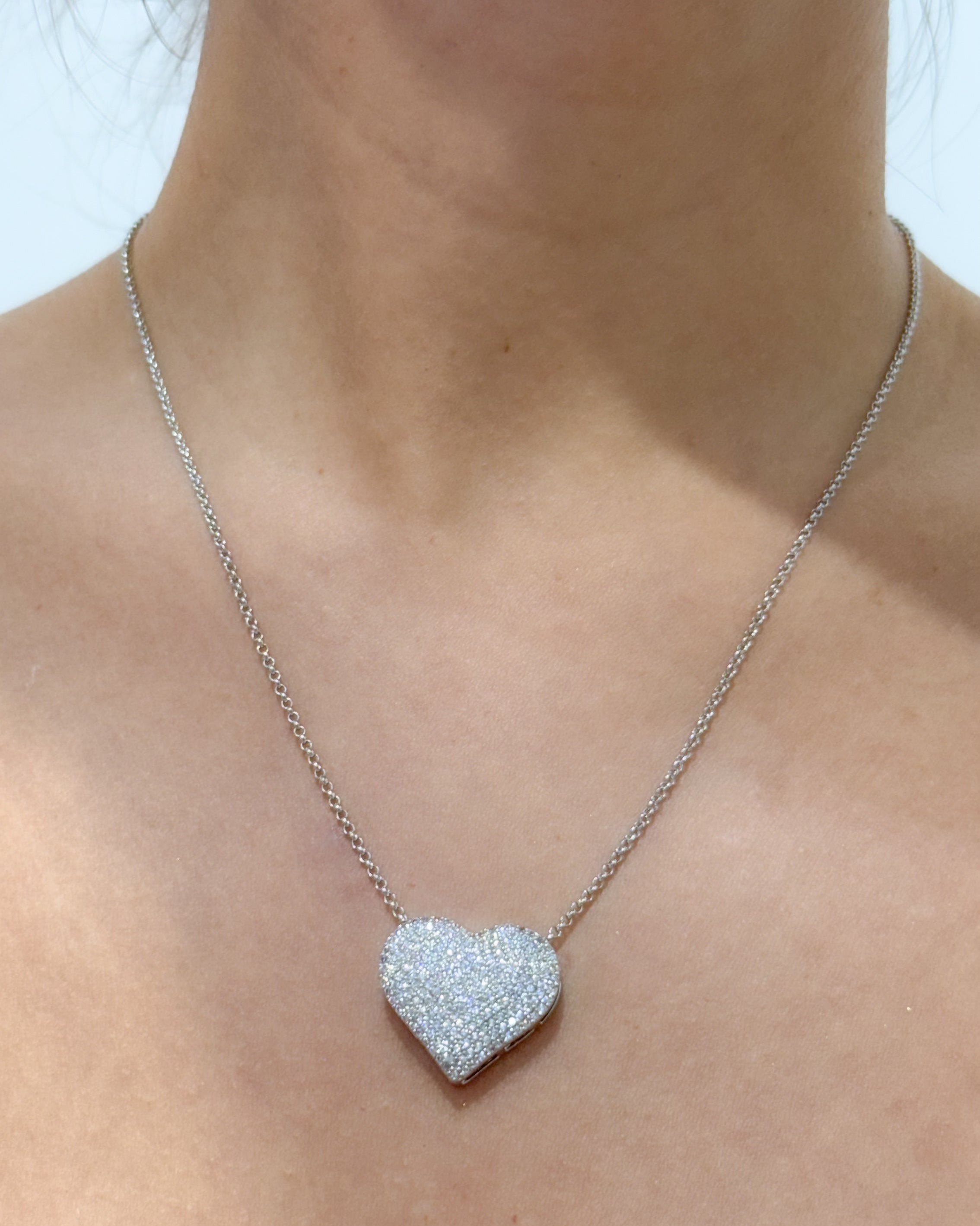 Silver Sparkle Heart Necklace