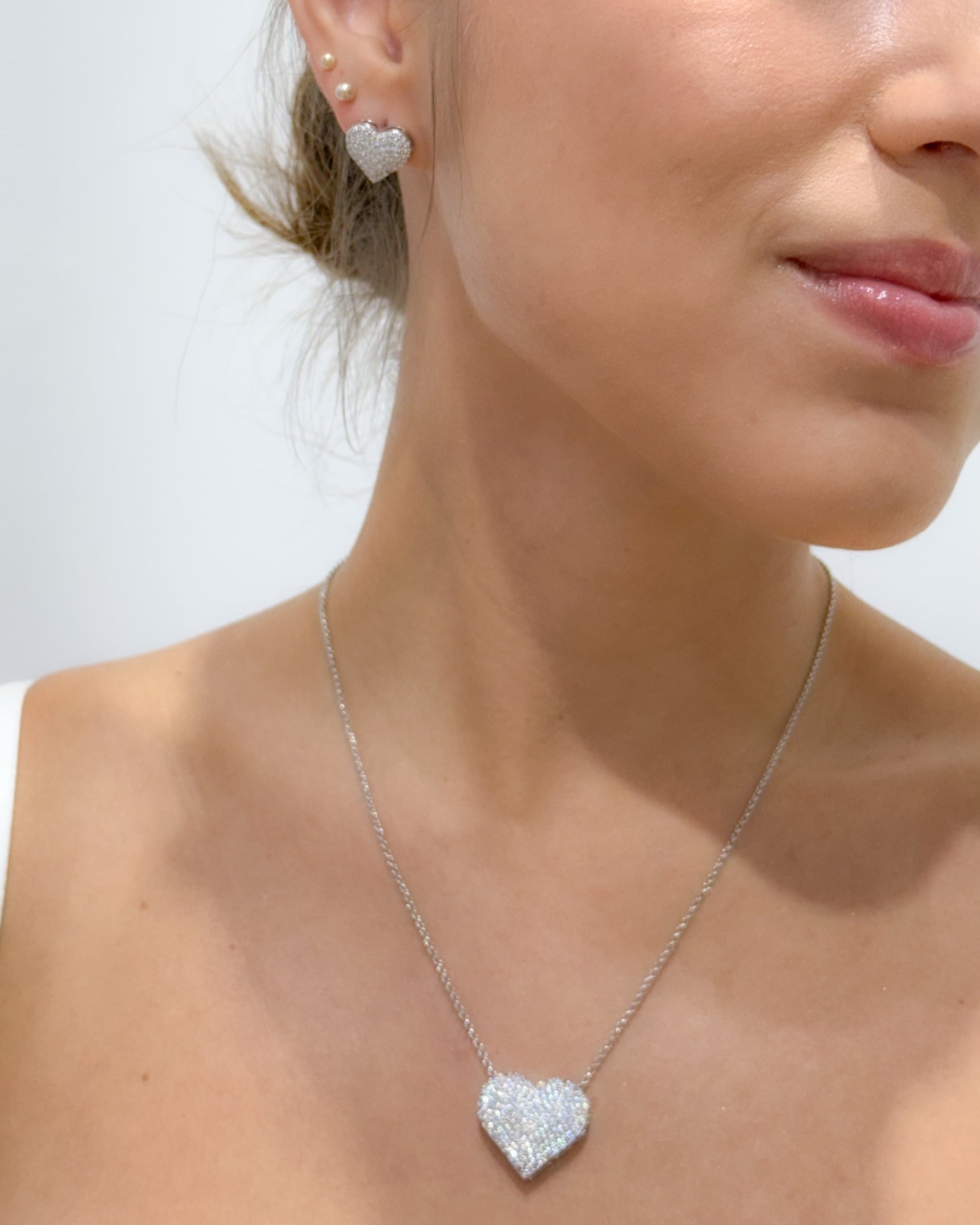 Silver Sparkle Heart Necklace