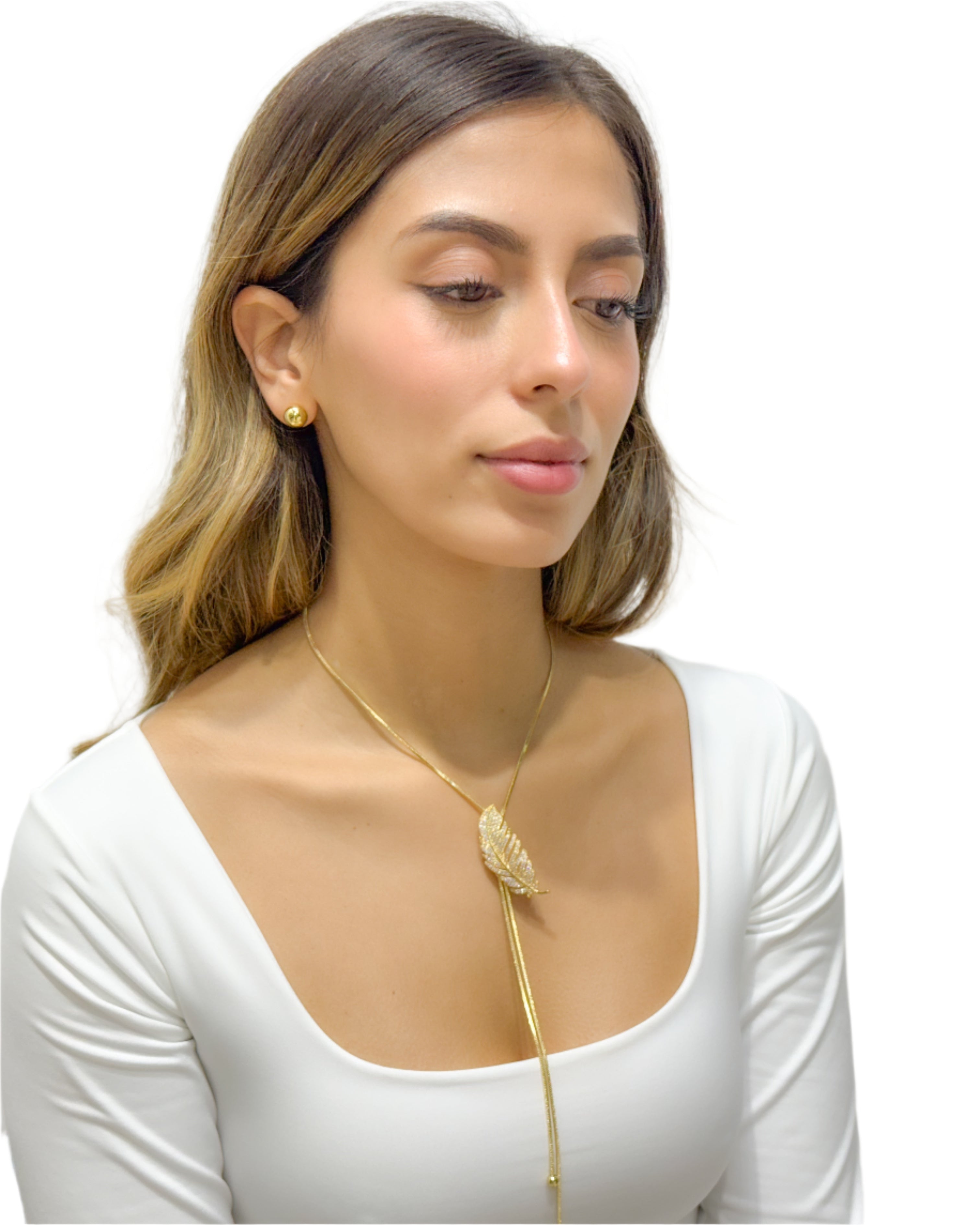 Leaf Drop Lariat Necklace