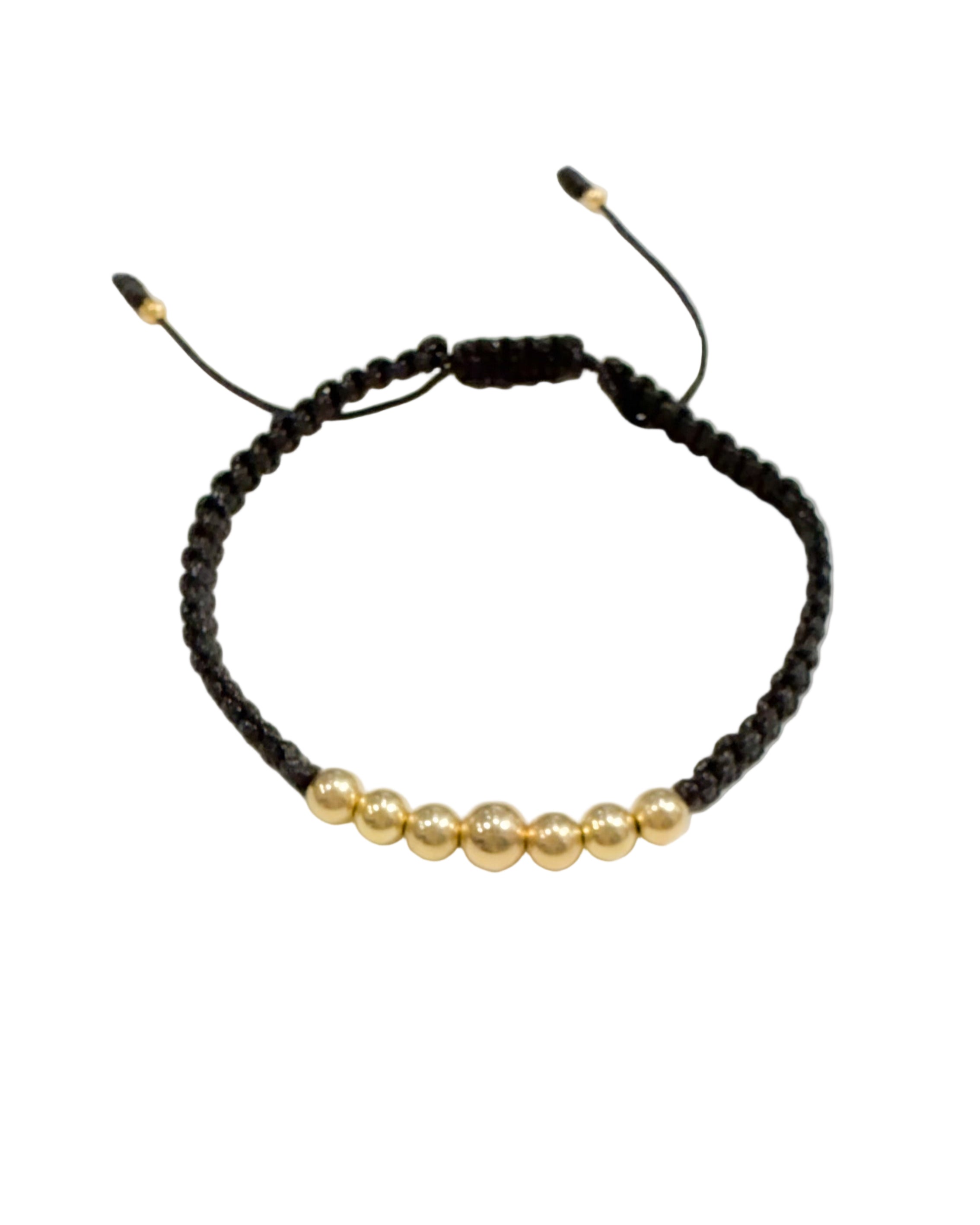 7 Round Link Black String Bracelet