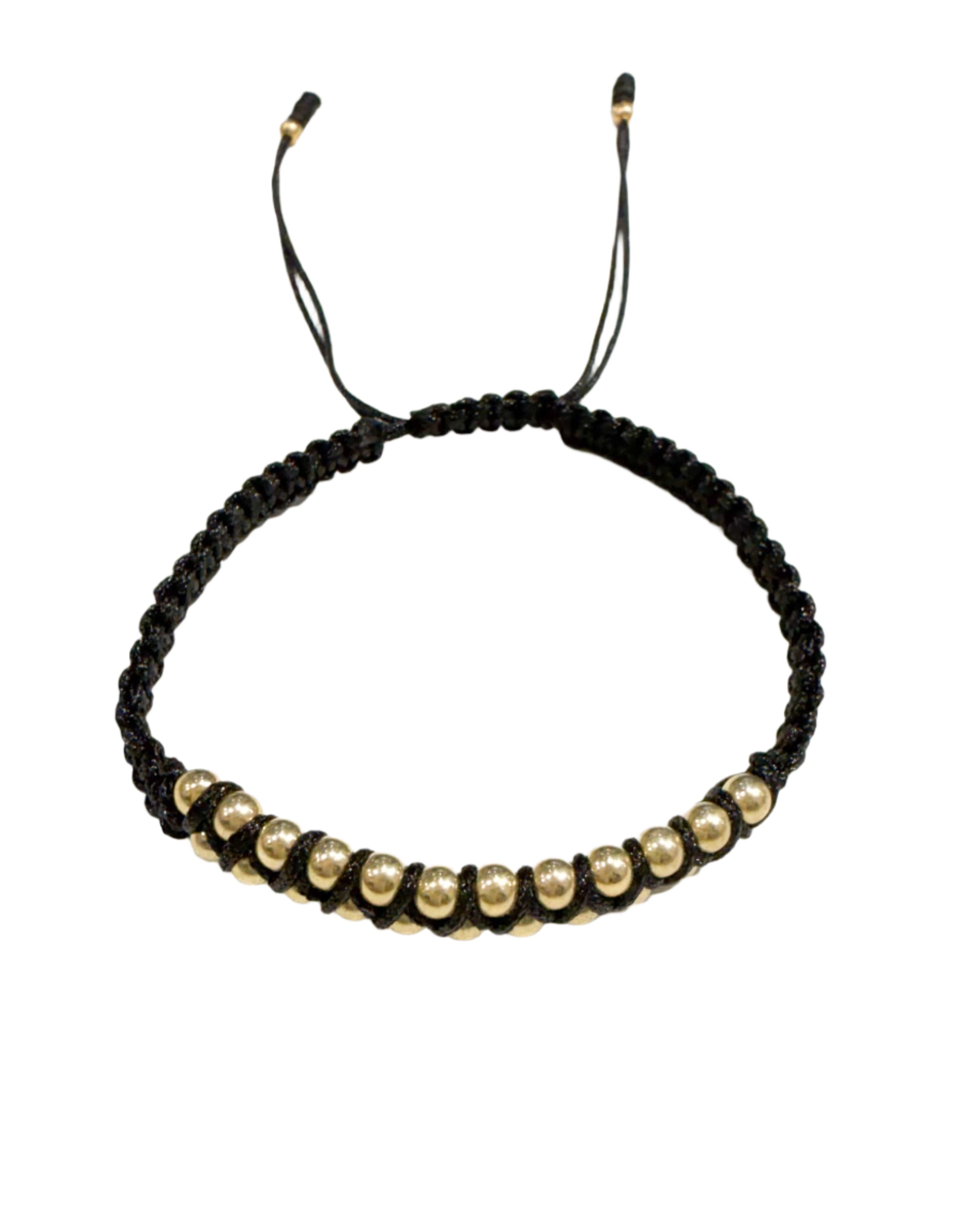 Double Round Link Black String Bracelet