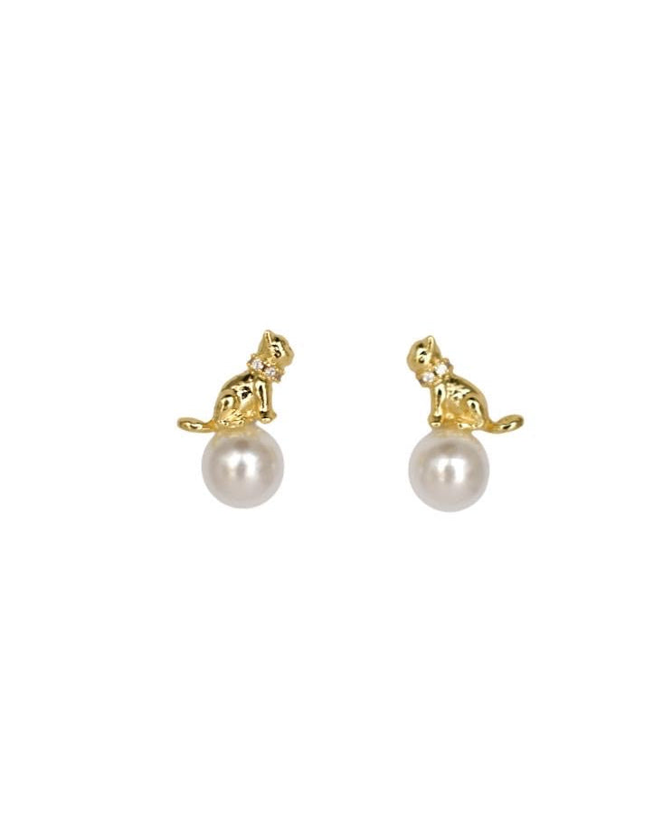 Tiger and pearl Earrings